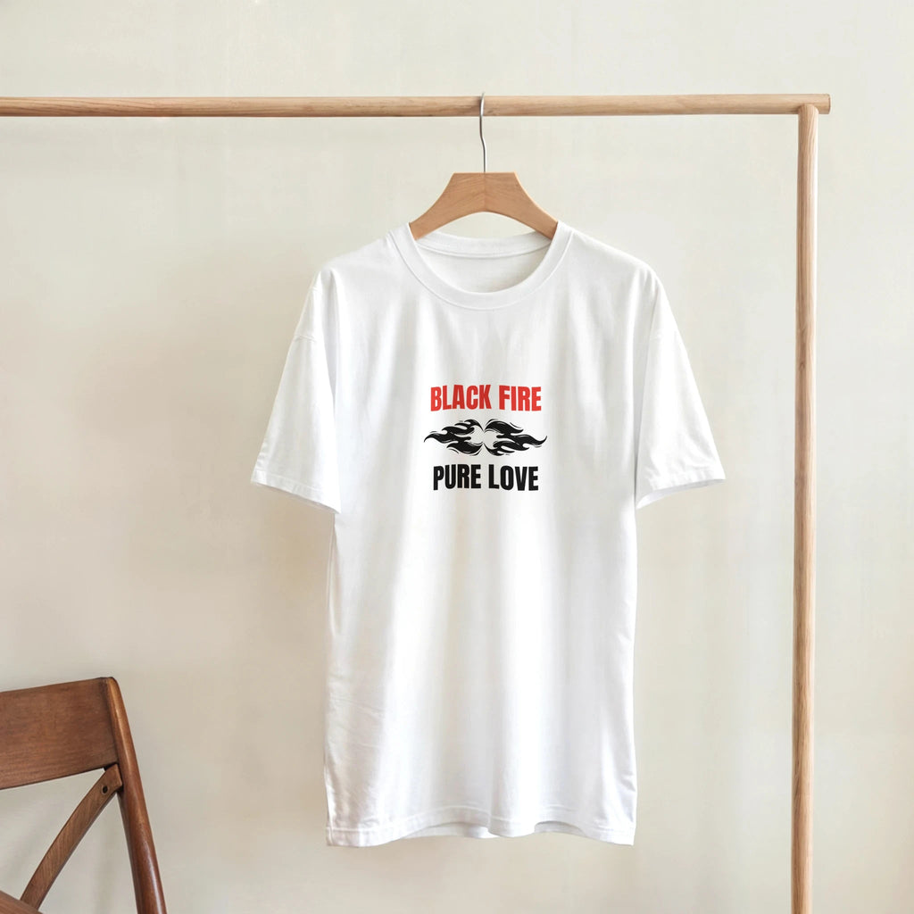 Black Fire T-Shirt – Pure Love Graphic Design in Heavyweight Cotton - Ilgary Studio