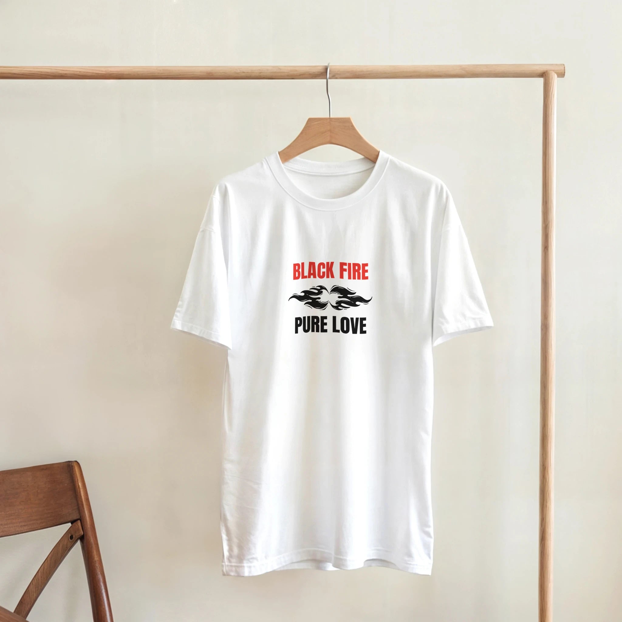 Black Fire T-Shirt – Pure Love Graphic Design in Heavyweight Cotton - Ilgary Studio