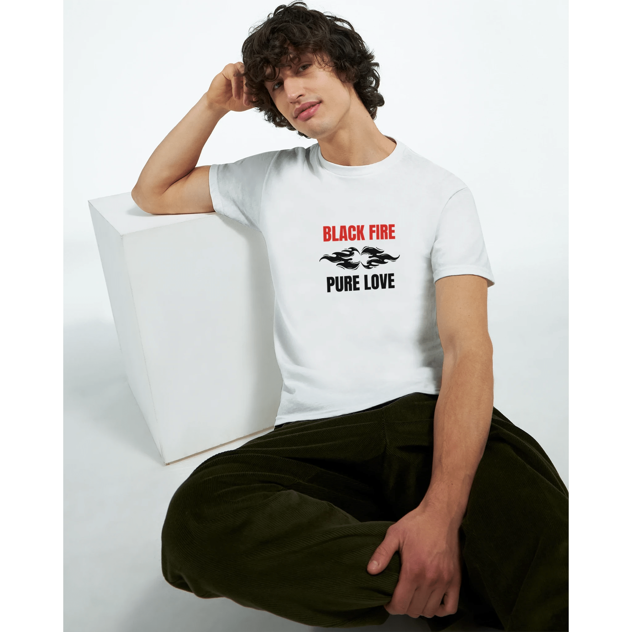Black Fire T-Shirt – Pure Love Graphic Design in Heavyweight Cotton - Ilgary Studio