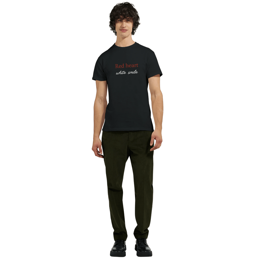 Classic Fit T-Shirt - Red Heart & White Smile Design - Ilgary Studio
