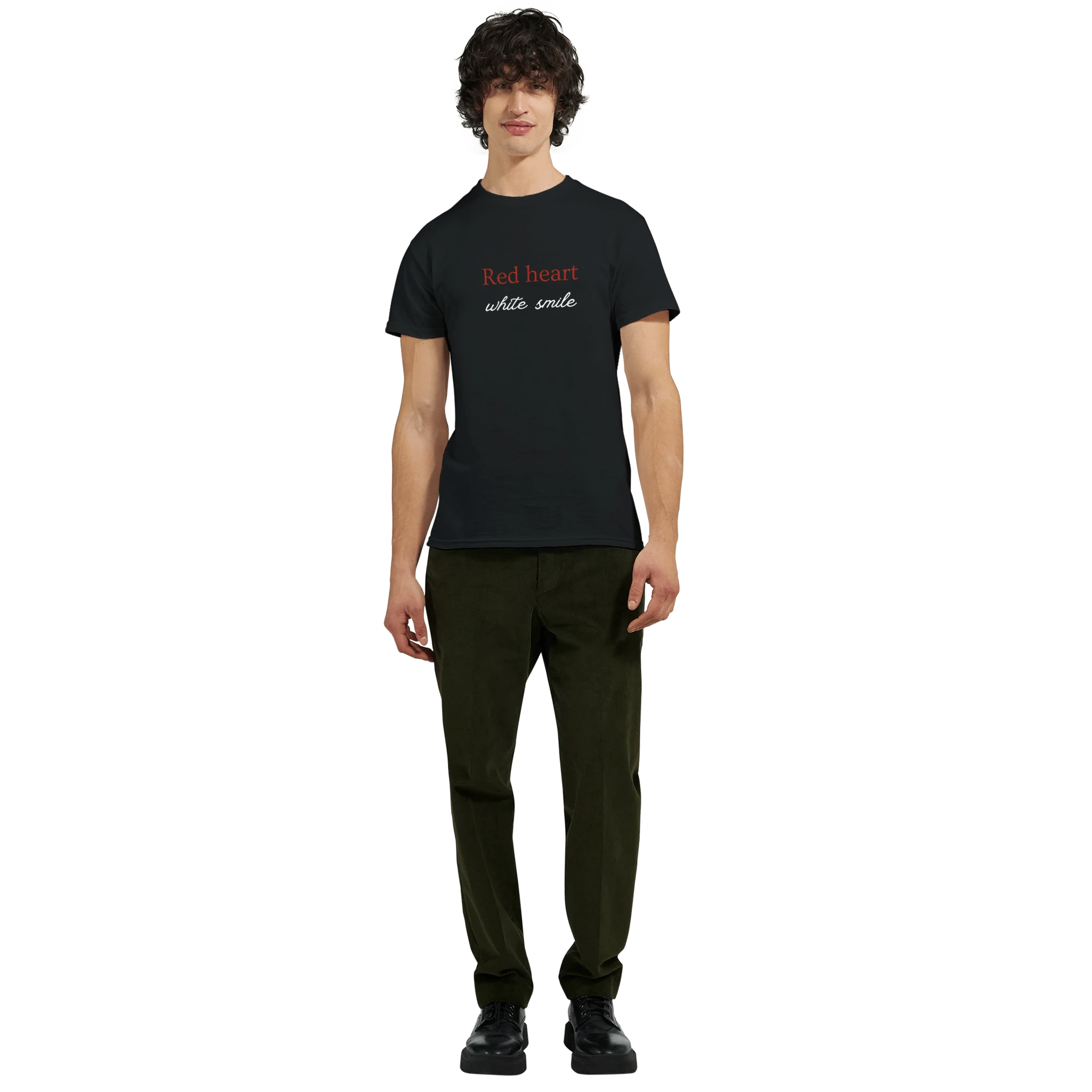 Classic Fit T-Shirt - Red Heart & White Smile Design - Ilgary Studio