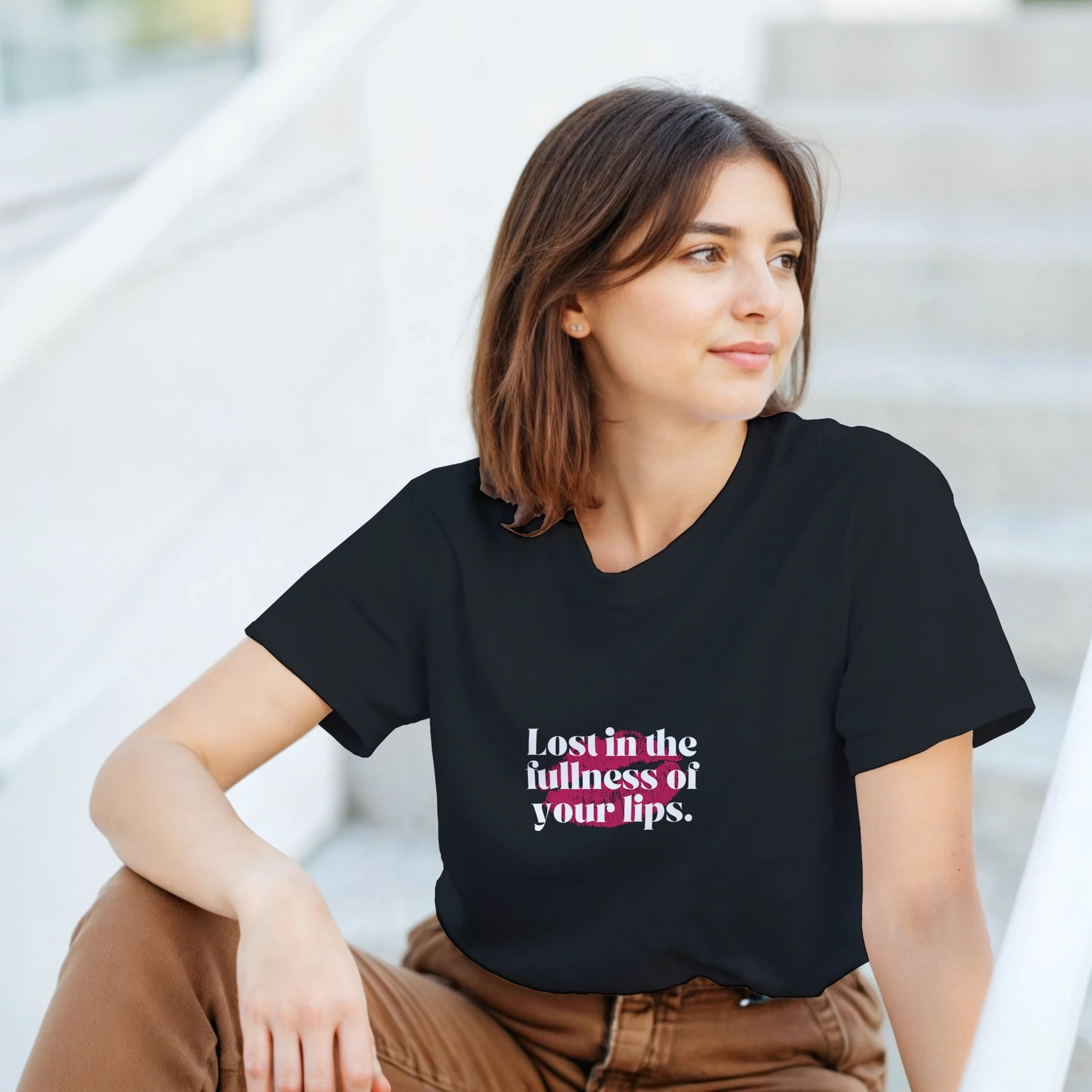 Classic Graphic T-Shirt – 'Lost in the Fullness of Your Lips' Design - Ilgary Studio