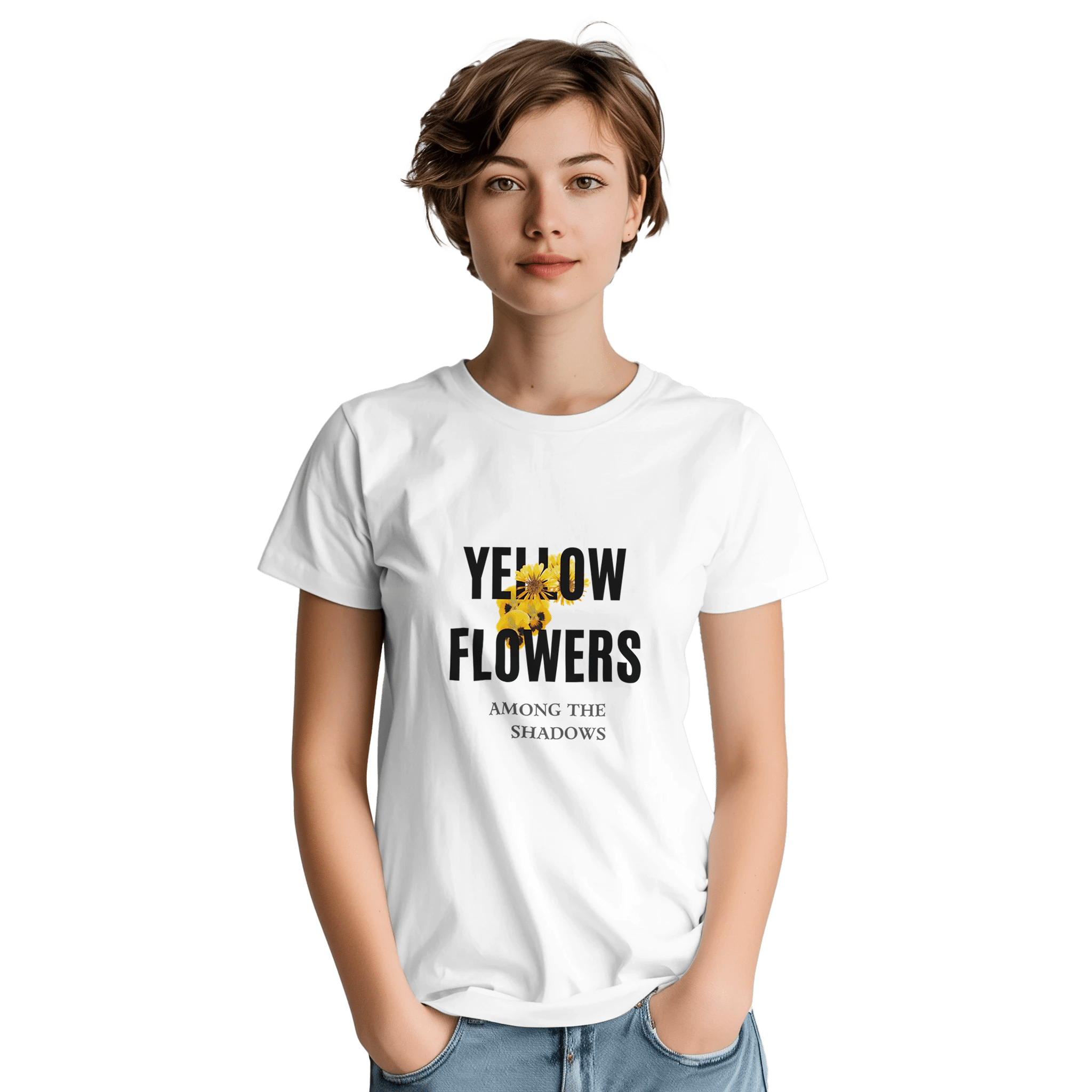 Elegant Floral T-Shirt – Yellow Flowers Design for Relaxed Style - Ilgary Studio
