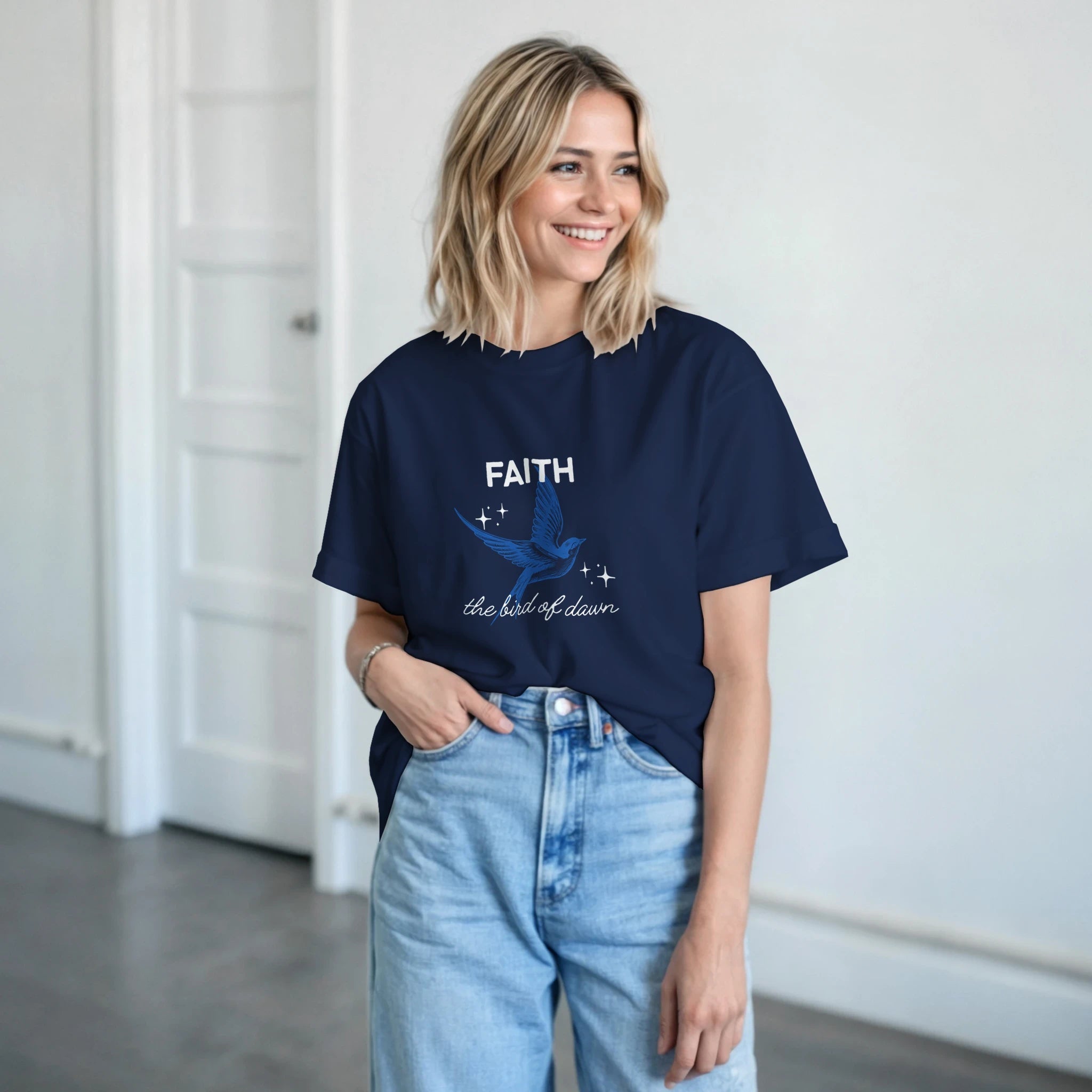 Faith T-Shirt – Bird of Dawn Design in Heavyweight Cotton - Ilgary Studio