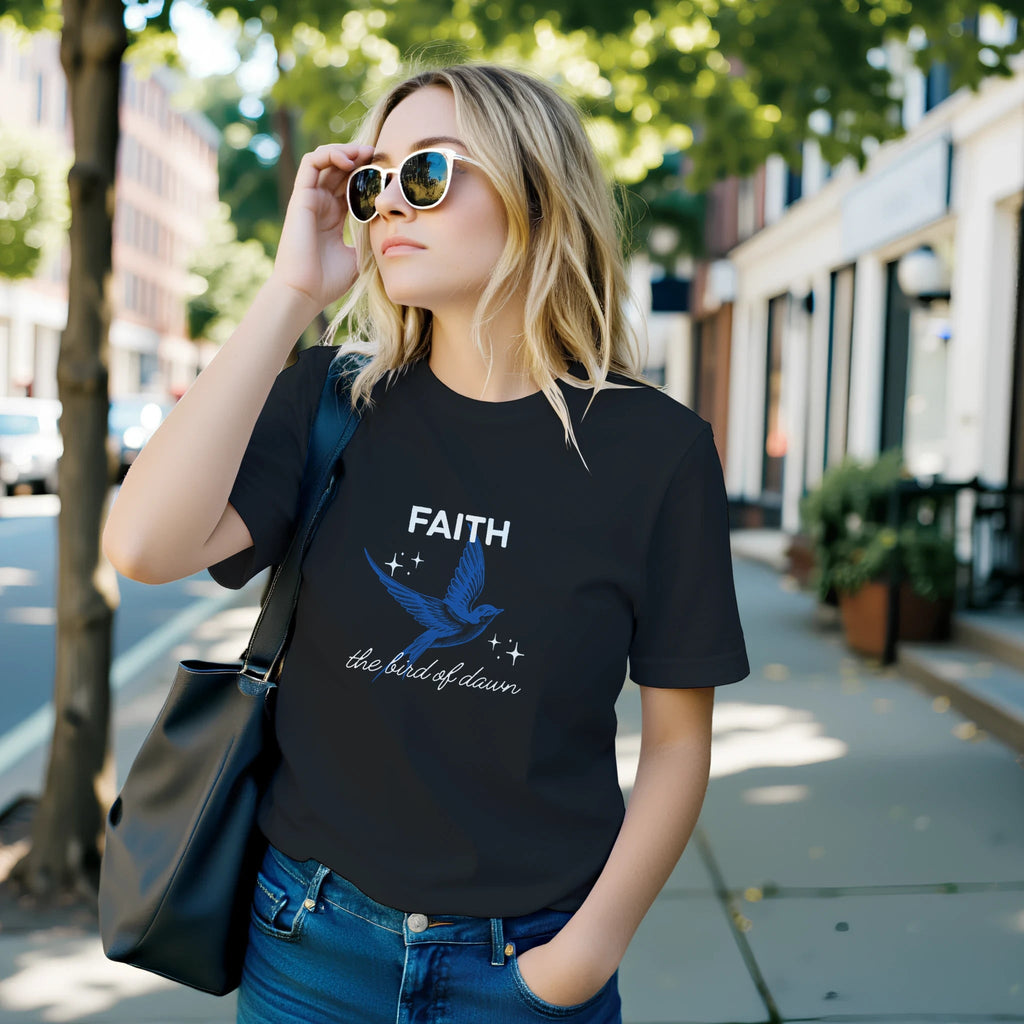 Faith T-Shirt – Bird of Dawn Design in Heavyweight Cotton - Premium Unisex Crewneck T-shirt | Bella + Canvas 3001 - Ilgary Studio