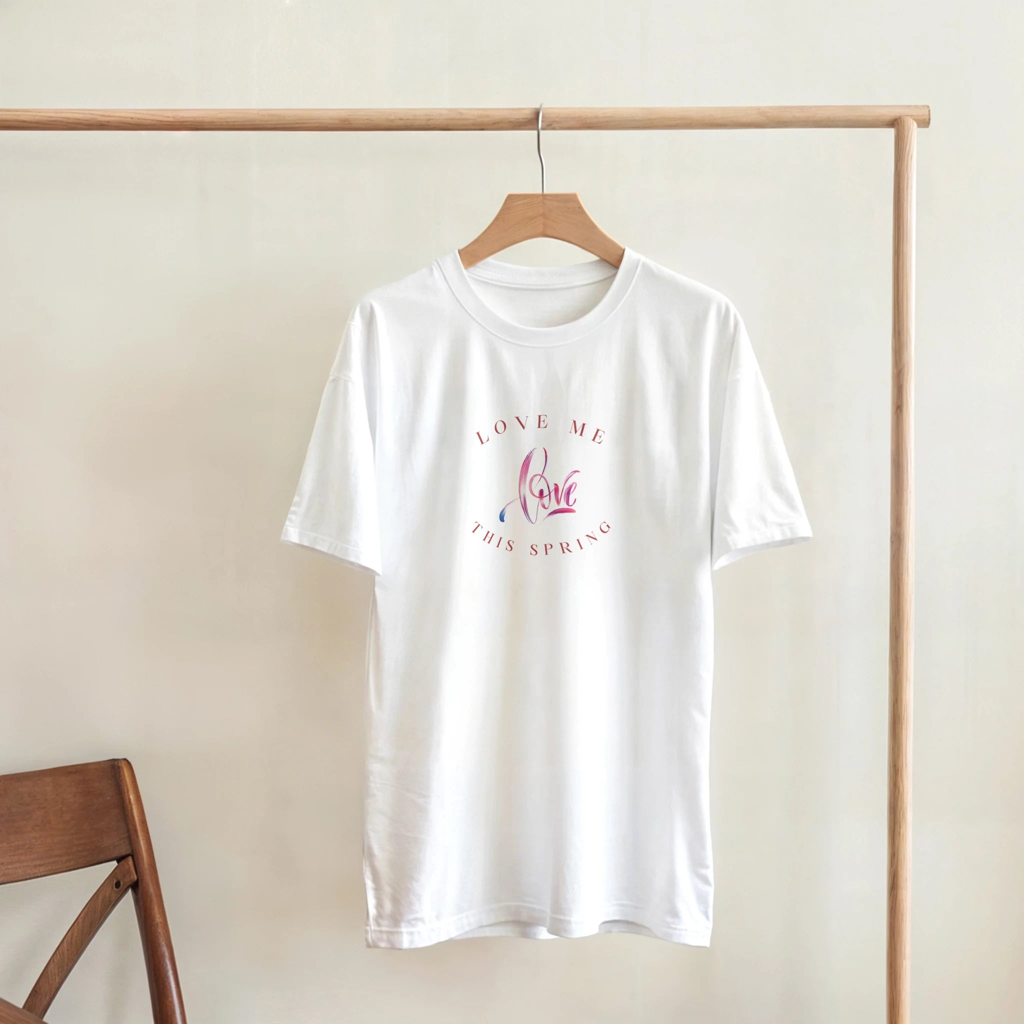 Heavyweight Cotton T-Shirt - Love Me This Spring Design - Ilgary Studio