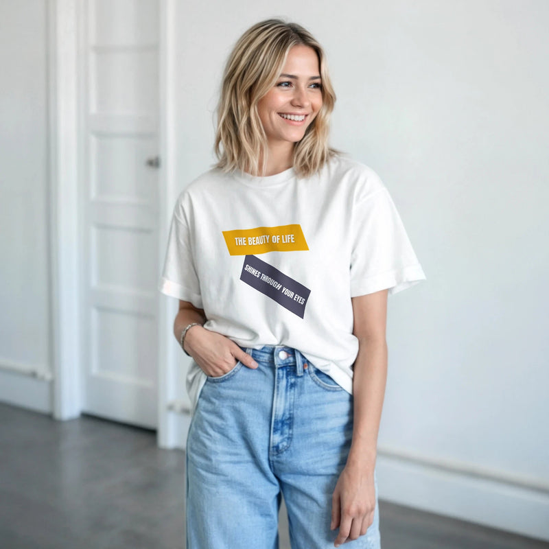 Inspirational T-Shirt – 'The Beauty of Life Shines Through Your Eyes' - Ilgary Studio
