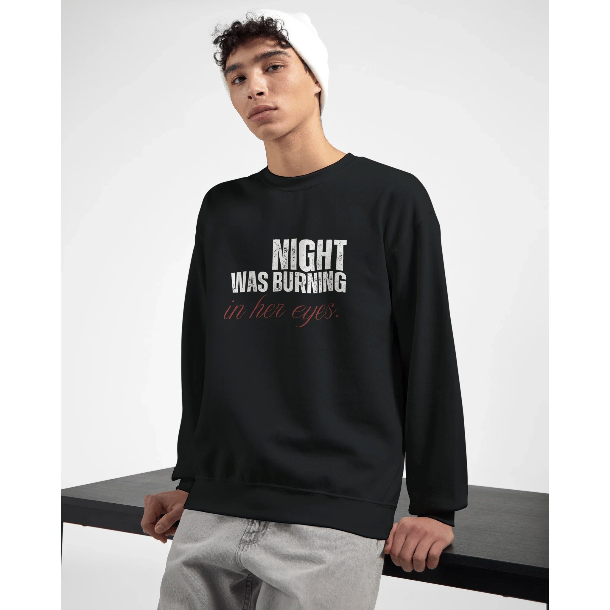 Night Was Burning Sweatshirt – Cozy 50/50 Cotton - Polyester Blend - Ilgary Studio