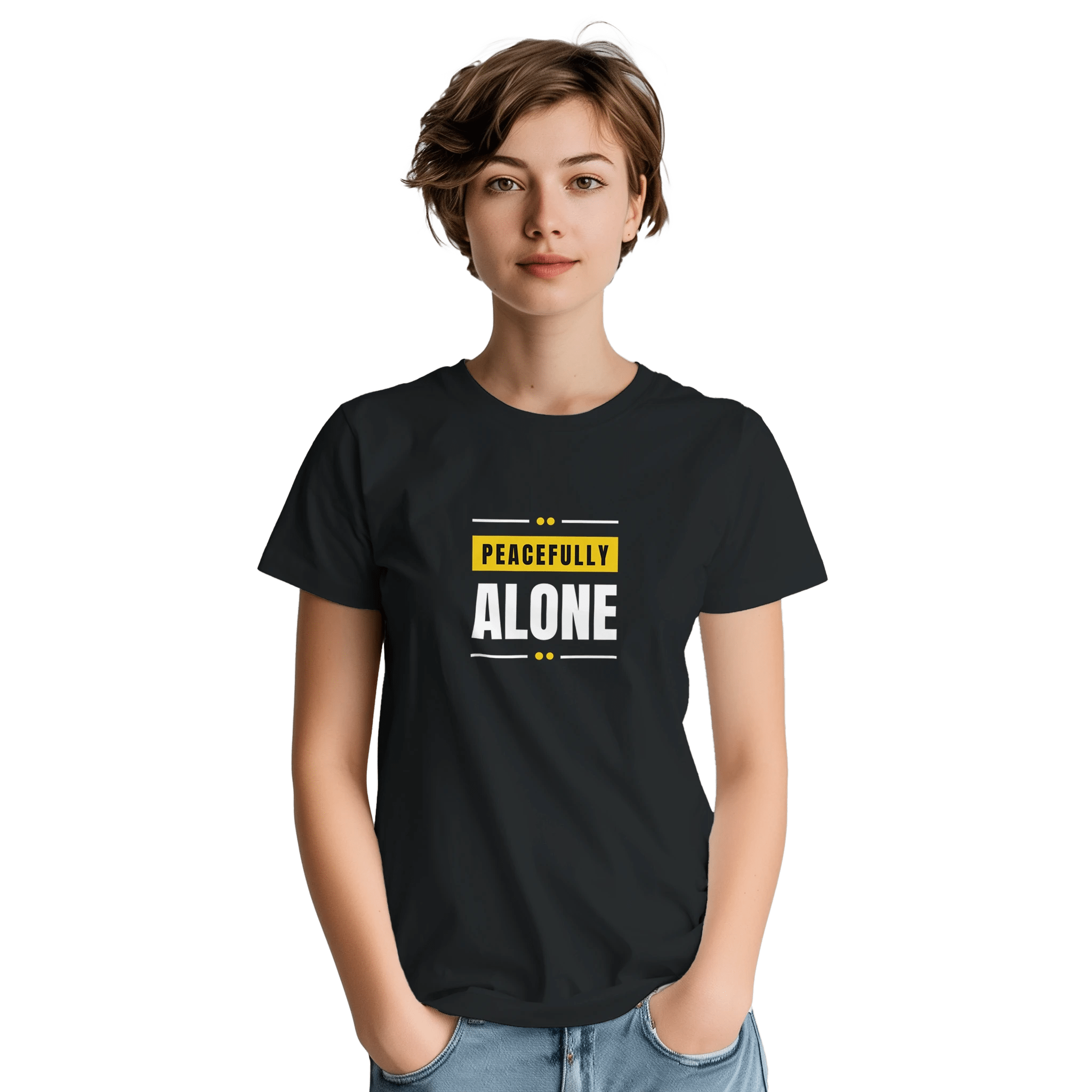 Peacefully Alone Heavyweight Cotton T-Shirt – Classic Fit Casual Wear - Ilgary Studio