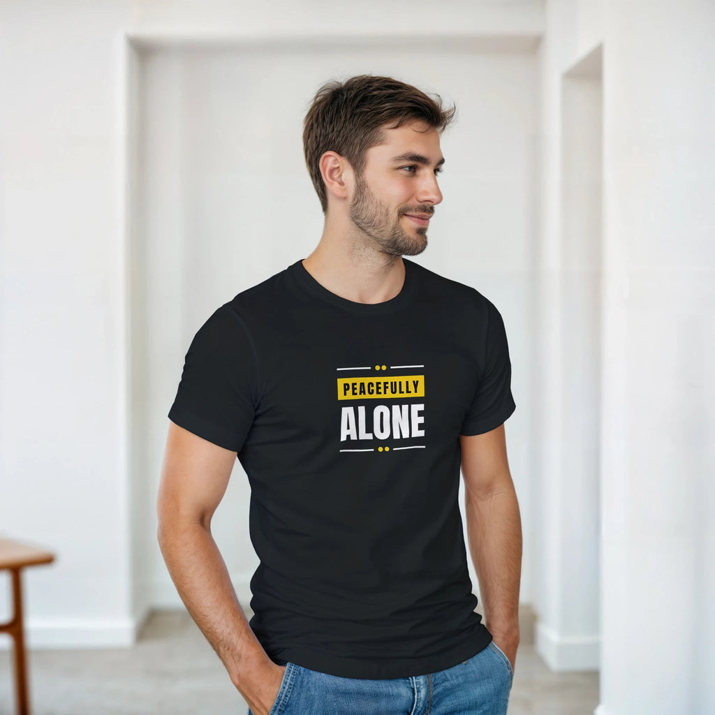 Peacefully Alone Heavyweight Cotton T-Shirt – Classic Fit Casual Wear - Ilgary Studio