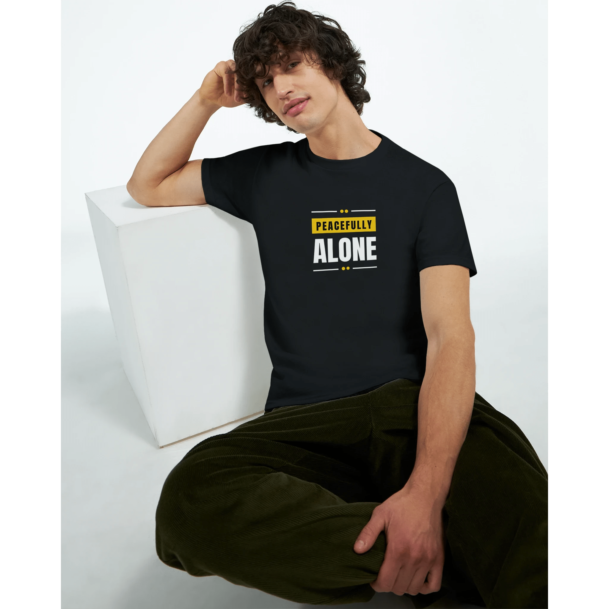 Peacefully Alone Heavyweight Cotton T-Shirt – Classic Fit Casual Wear - Ilgary Studio