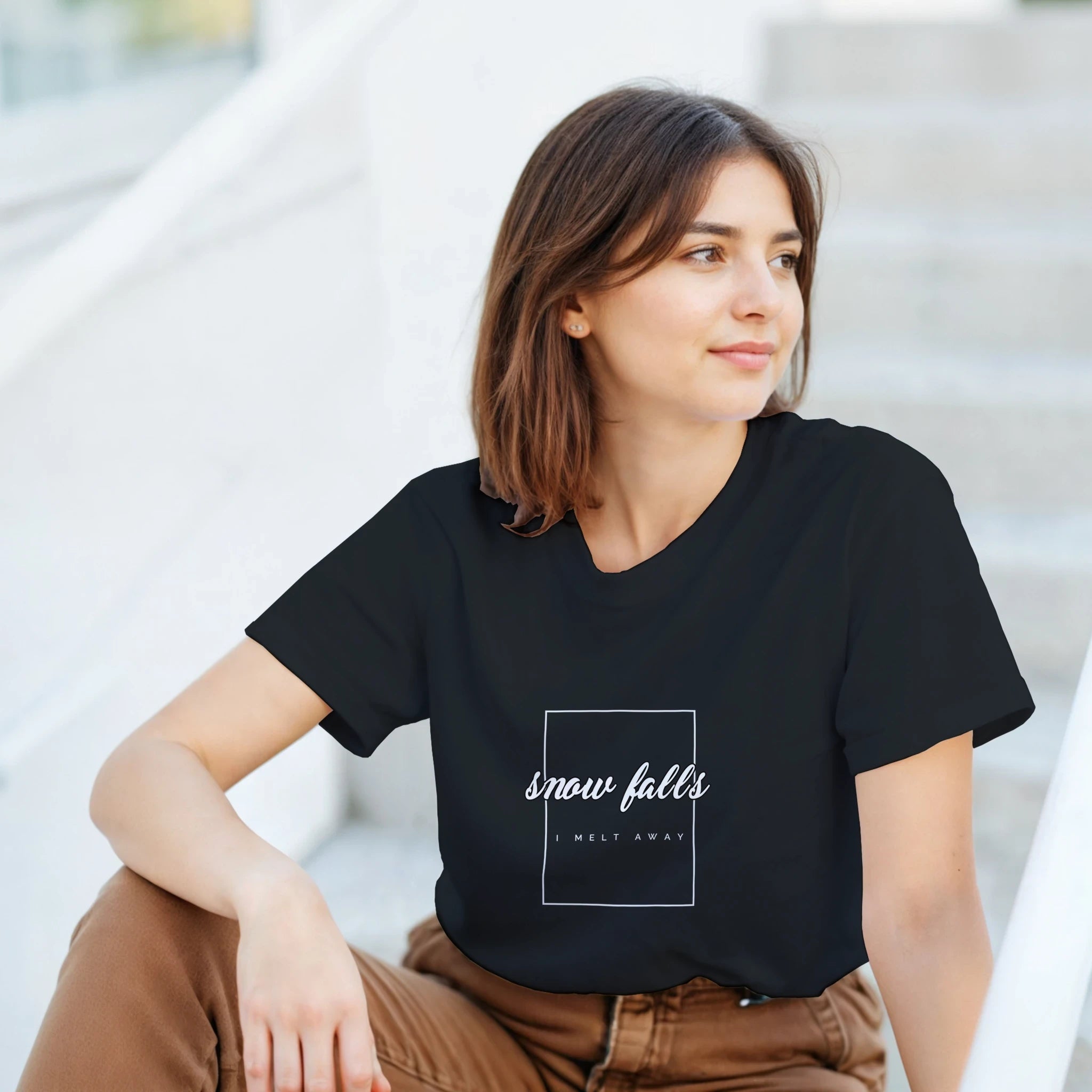 Snow Falls, I Melt Away Cotton T-Shirt – Classic Fit for Casual Wear - Ilgary Studio