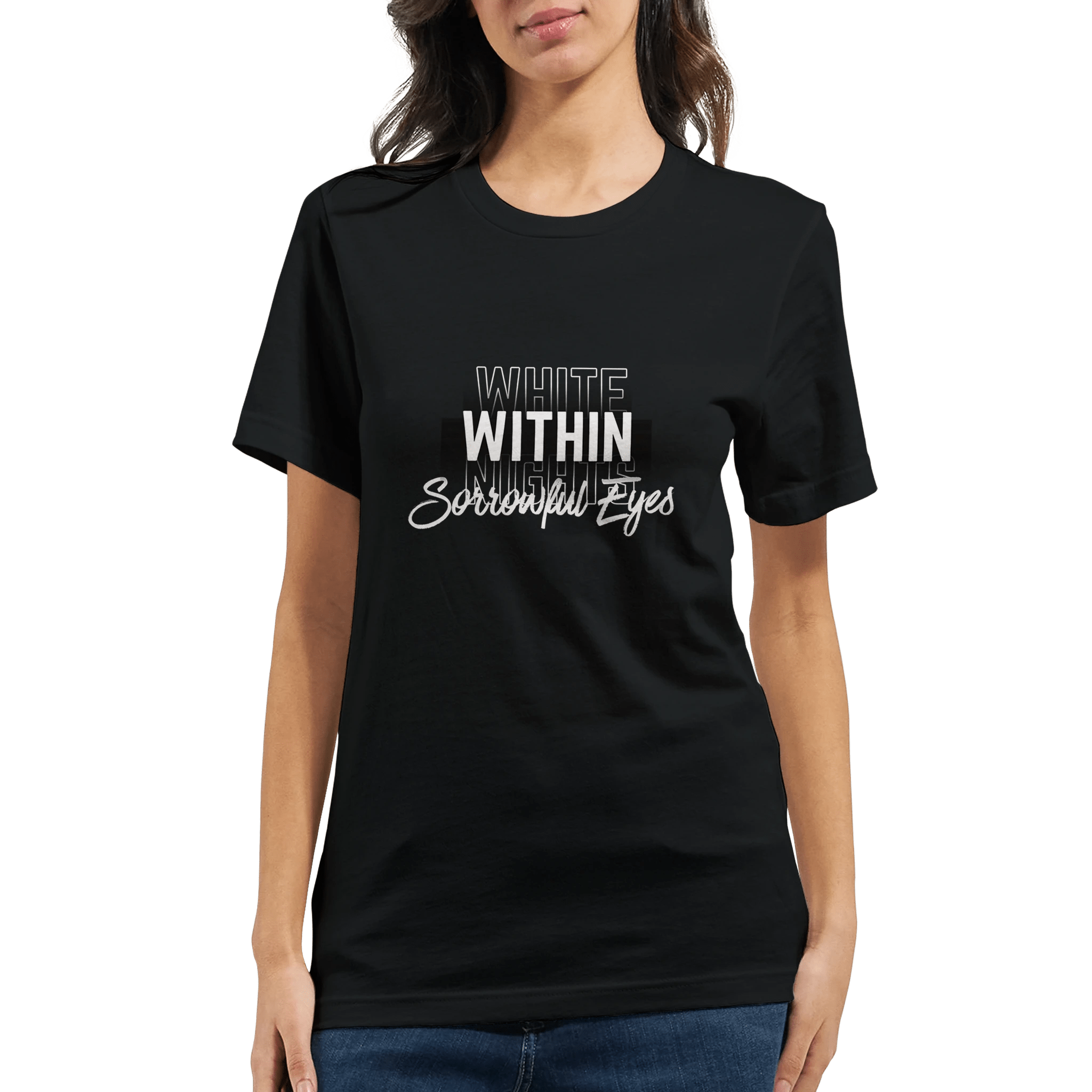 White Nights T-Shirt – Unisex Tailored Fit with Sorrowful Eyes Design - Ilgary Studio